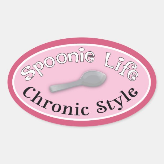 Spoonie Style - Roze Ovale Sticker (Voorkant)