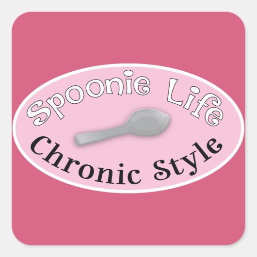 Spoonie Style - Roze Vierkante Sticker (Voorkant)