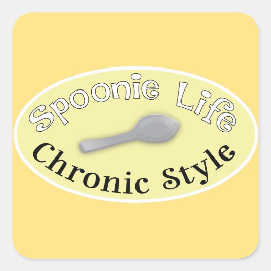 Spoonie Style - Zacht geel Vierkante Sticker (Voorkant)