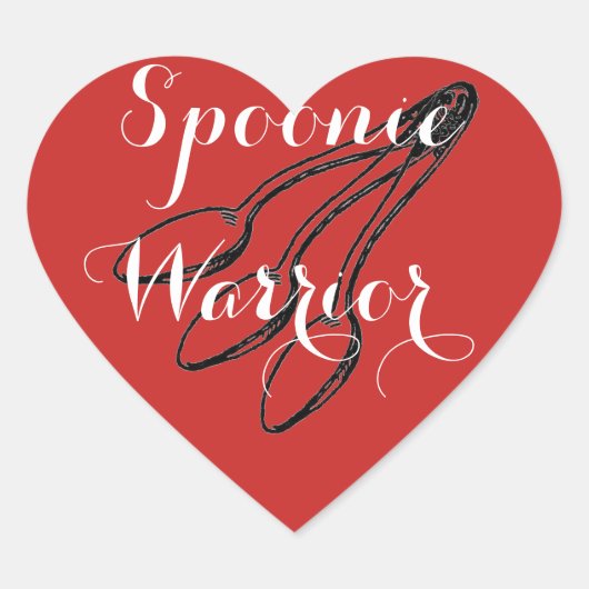 Spoonie Warrior - Helderrood Hart Sticker (Voorkant)