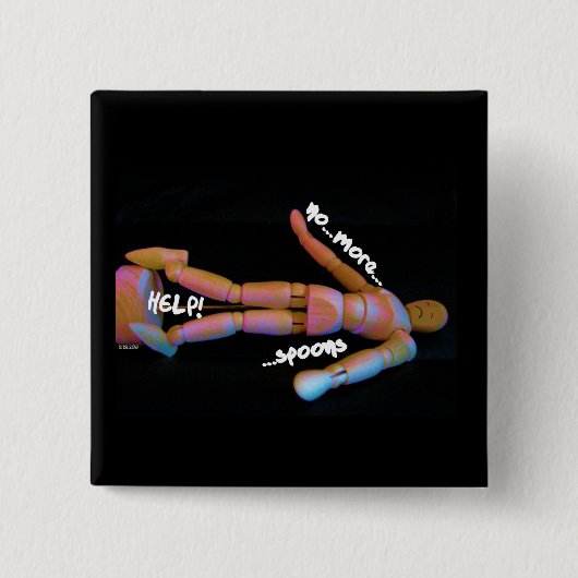 Spoonies waarschuwingsknop/ badge/ pin vierkante button 5,1 cm (Voorkant)