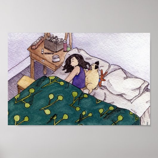 Spooning Pug Poster (Voorkant)