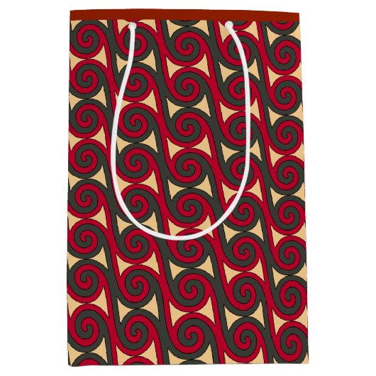 Spooning wervelingen in rood, groen en goud medium cadeauzakje (Voorkant)