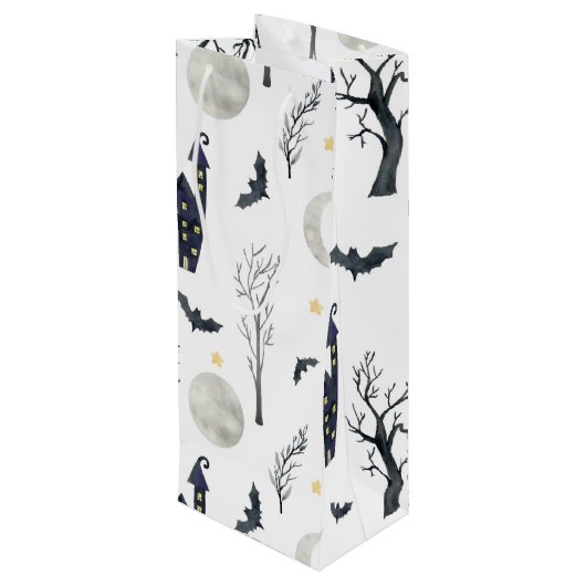 SPOOOKY HALLOWEEN CASTLES MOONS BATS TREES WIJN CADEAUTAS (Achterkant Gekanteld)
