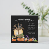 SPOOOKY Halloween Scene Halloween Party Invitation Kaart (Staand voorkant)