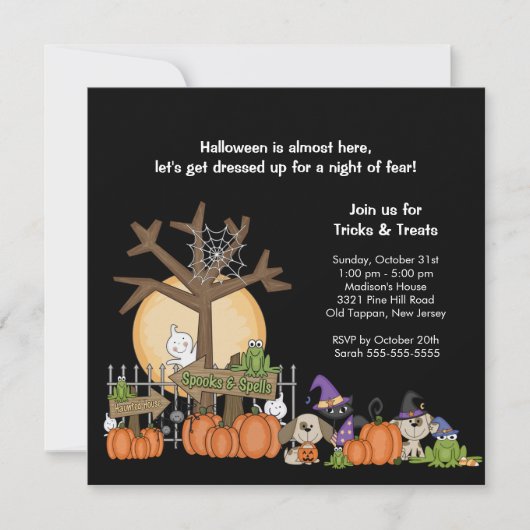 SPOOOKY Halloween Scene Halloween Party Invitation Kaart (Voorkant)