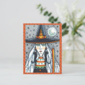 SPOOOKY HALLOWEEN WITCH, MET ZWARTE CAT JEWELERY BRIEFKAART (Staand voorkant)