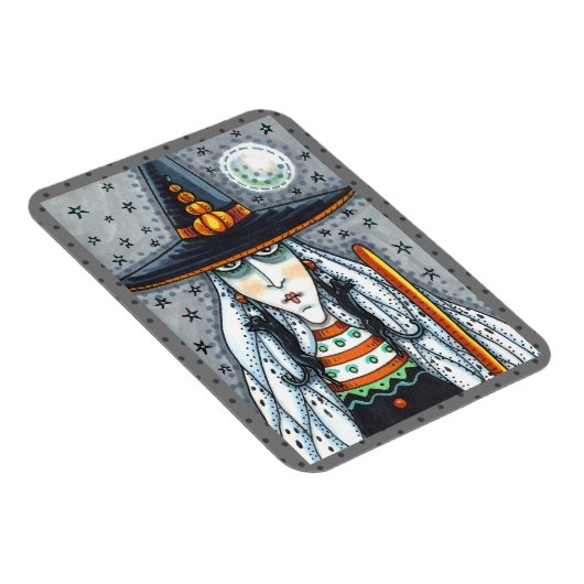 SPOOOKY HALLOWEEN WITCH, MET ZWARTE CAT JEWELERY MAGNEET (Rechterzijde)