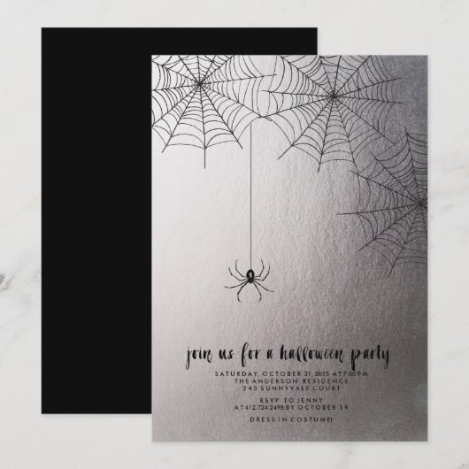 SPOOOKY SPIDER HALLOEEN-partijuitnodiging Kaart (Voorkant / Achterkant)