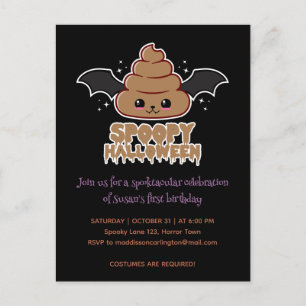 Spoopy Halloween Kawaii Verjaardag Briefkaart