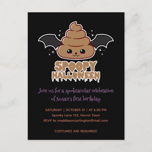 Spoopy Halloween Kawaii Verjaardag Briefkaart (Voorkant)