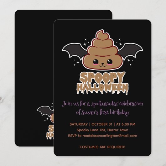 Spoopy Halloween Kawaii Verjaardag Kaart (Voorkant / Achterkant)