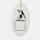Spoor en VeldAthlete Jumping Hurdle Retro Keramisch Ornament (Rechts)