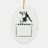 Spoor en VeldAthlete Jumping Hurdle Retro Keramisch Ornament (Voorkant)