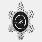 Spoor- en Veldetenslaap Herhalen Gezegde Tin Sneeuwvlok Ornament (Rechts)