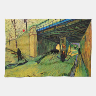 Spoorbrug over Montmajour door Vincent van Gogh Theedoek