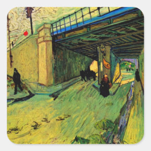 Spoorbrug over Montmajour van Vincent van Gogh Vierkante Sticker