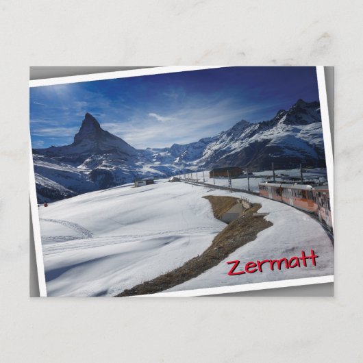 Spoorlijn Gornergrat en Matterhorn in Zermatt Briefkaart (Voorkant)