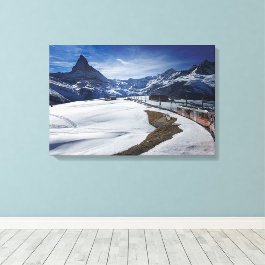Spoorlijn Gornergrat en Matterhorn in Zermatt Canvas Afdruk (Insitu (Houten vloer))