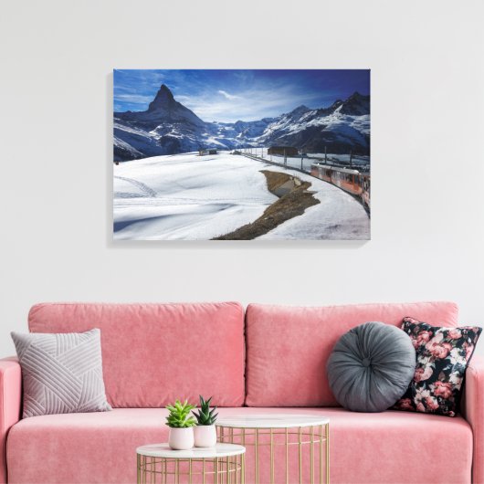 Spoorlijn Gornergrat en Matterhorn in Zermatt Canvas Afdruk (Insitu (Woonkamer))
