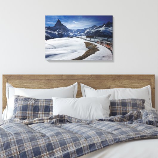 Spoorlijn Gornergrat en Matterhorn in Zermatt Canvas Afdruk (Insitu (Slaapkamer))