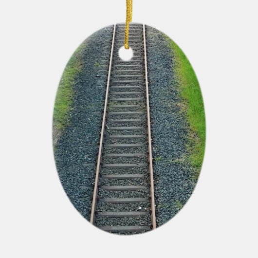 Spoorlijn in Natuur, landschap Keramisch Ornament (Voorkant)