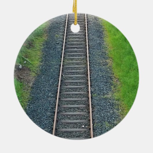 Spoorlijn in Natuur, landschap Keramisch Ornament (Achterkant)