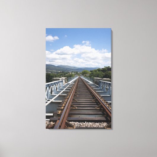 Spoorsporen boven de Eiffelbrug Canvas Afdruk (Voorkant)