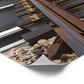 Spoorsporen boven de Eiffelbrug Poster (Hoek)