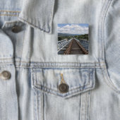 Spoorsporen boven de Eiffelbrug Vierkante Button 5,1 Cm (In situ)