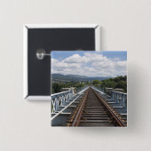 Spoorsporen boven de Eiffelbrug Vierkante Button 5,1 Cm (Voorkant /achterkant)