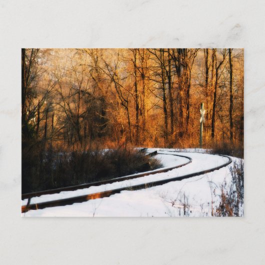 Spoorstaven in de winter briefkaart (Voorkant)