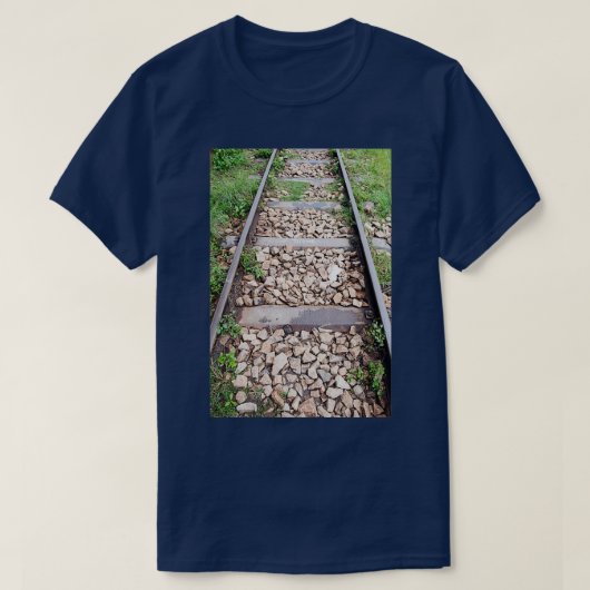 Spoorstaven met dwarsliggers en ballaststenen t-shirt (Design voorkant)