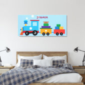 Spoortrein Kinder verpakte canvas drieluik muur A (Insitu (Slaapkamer))