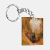 Spoortrein Spotters Stoommachine & Rook Sleutelhanger (Voorkant Links)