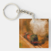 Spoortrein Spotters Stoommachine & Rook Sleutelhanger (Voorkant)