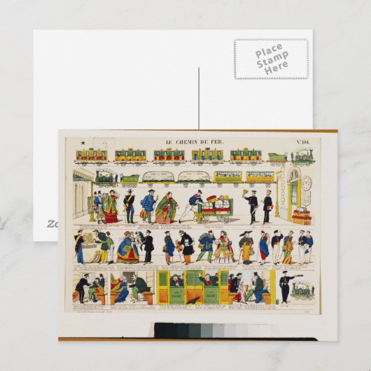 Spoorvervoer, c.1850 briefkaart (Voorkant / Achterkant)