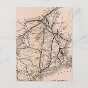 spoorweg Boston en Montreal (kaart 1887) Briefkaart