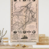  spoorweg Boston en Montreal (kaart 1887) Poster (Keuken)