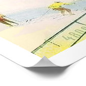 Spoorweg Davos Parsenn, rode trein, vintage Poster (Hoek)