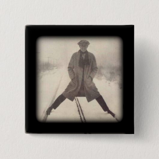 Spoorweg Foto c 1920s Vierkante Button 5,1 Cm (Voorkant)
