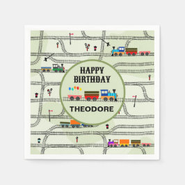 Spoorweg Kinder treinen & sporen papieren servet