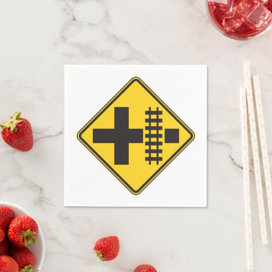 Spoorweg kruising weg teken papieren servetten (Insitu)