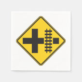 Spoorweg kruising weg teken papieren servetten (Voorkant)