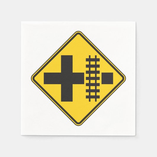 Spoorweg kruising weg teken papieren servetten (Voorkant)