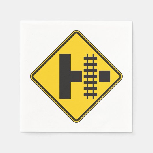 Spoorweg kruising weg teken papieren servetten (Voorkant)