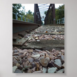 Spoorweg laaghoekig aanzicht poster