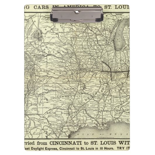 Spoorweg Map Ohio en Mississippi Klembord (Voorkant)