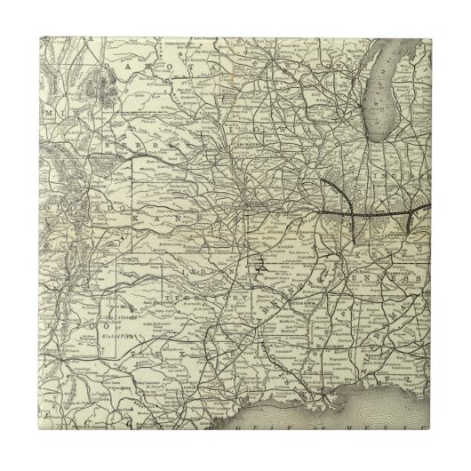 Spoorweg Map Ohio en Mississippi Tegeltje (Voorkant)