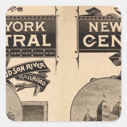 Spoorweg New York Central en Hudson Vierkante Sticker (Voorkant)